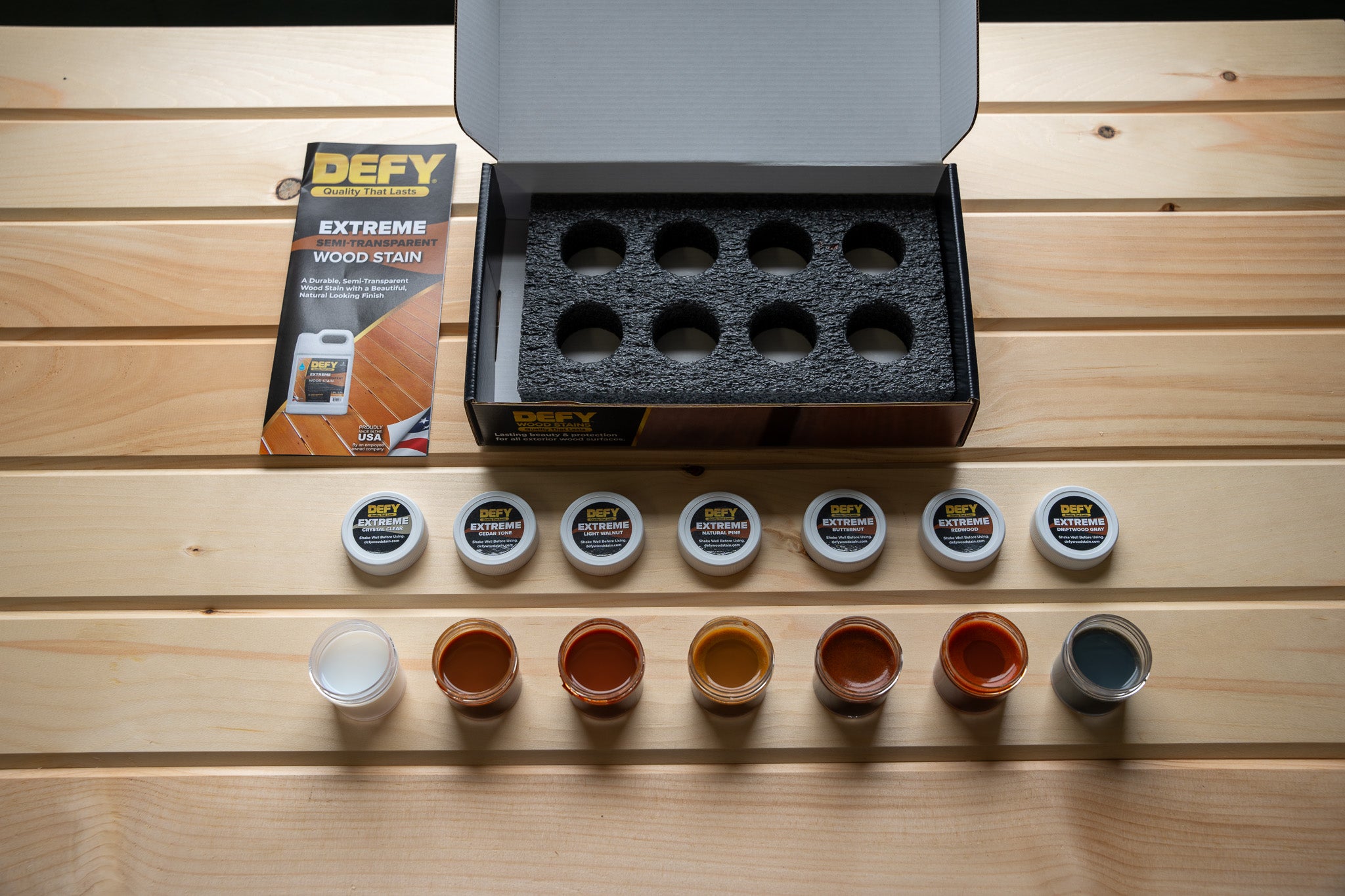 DEFY Extreme Semi-Transparent Stain Samples