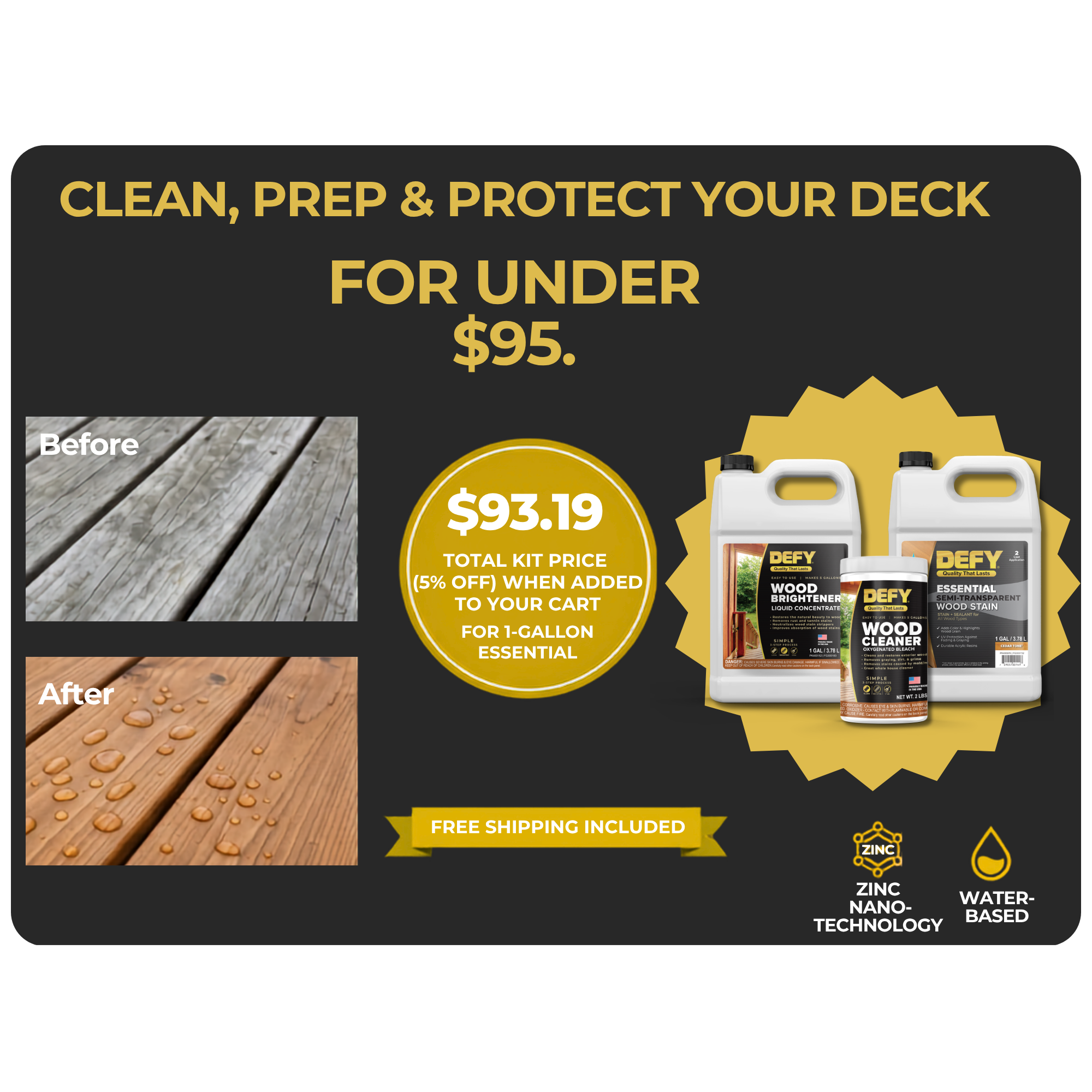 Stain Your Deck for under $95* DEFY Essential 1 Gallon Kit