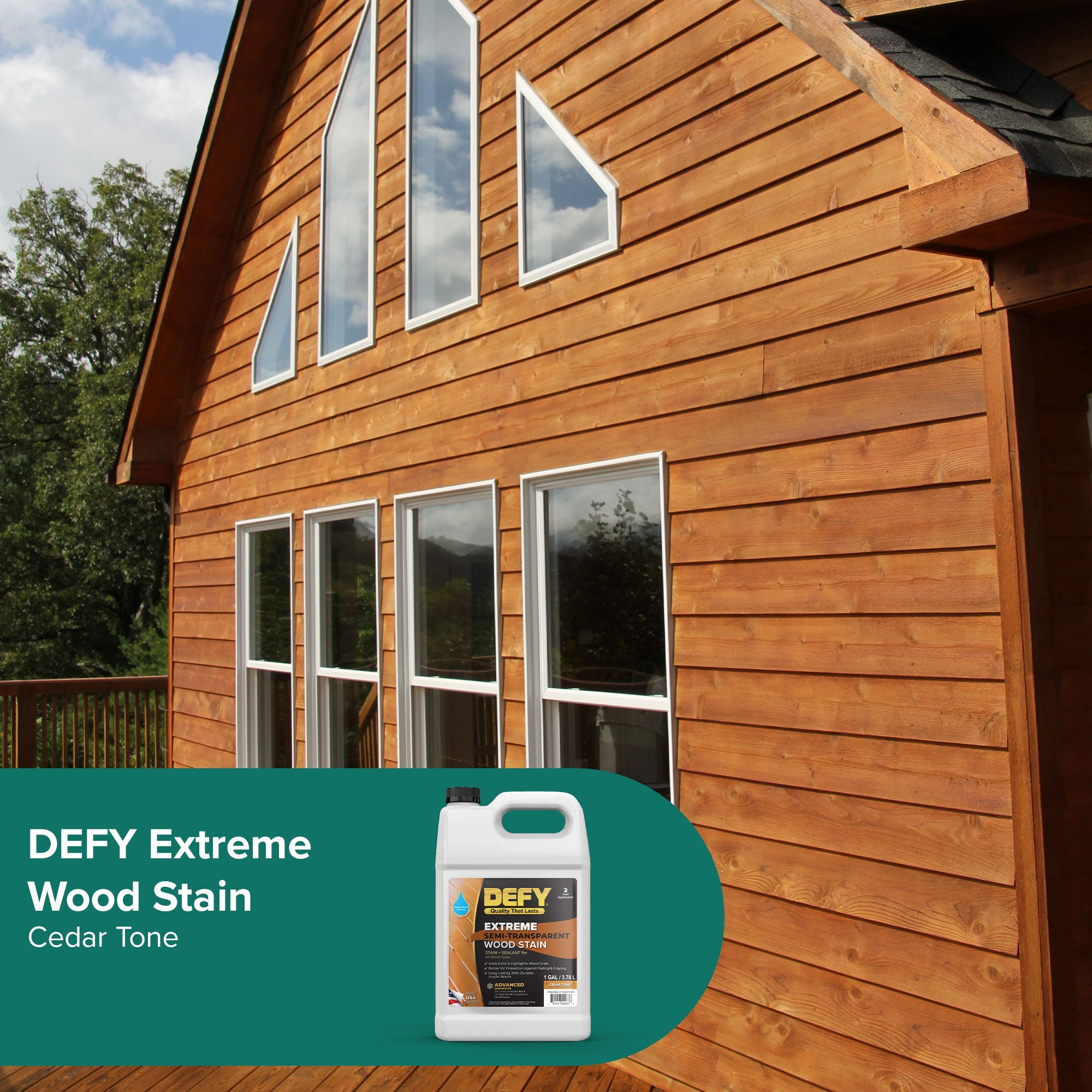 DEFY Extreme 1 Gallon Semi-Transparent Exterior Wood Stain, Cedar Tone -  Household Wood Stains 