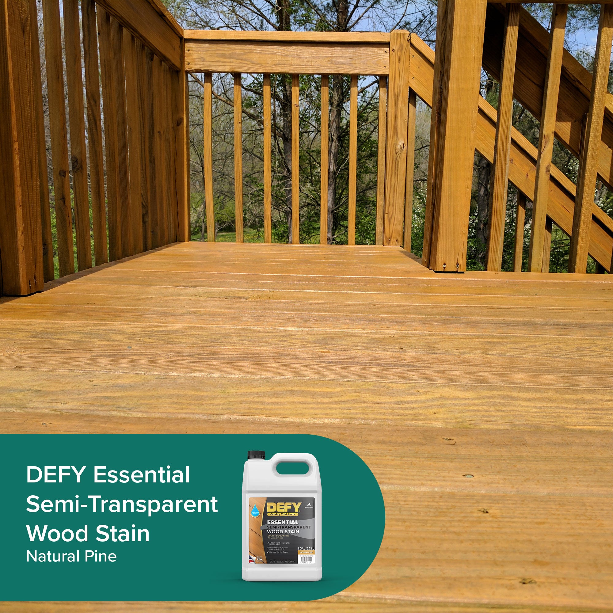 DEFY Extreme Semi-Transparent Exterior Wood Stain, Light Walnut, 1 Gal.  Bottle - Power Townsend Company