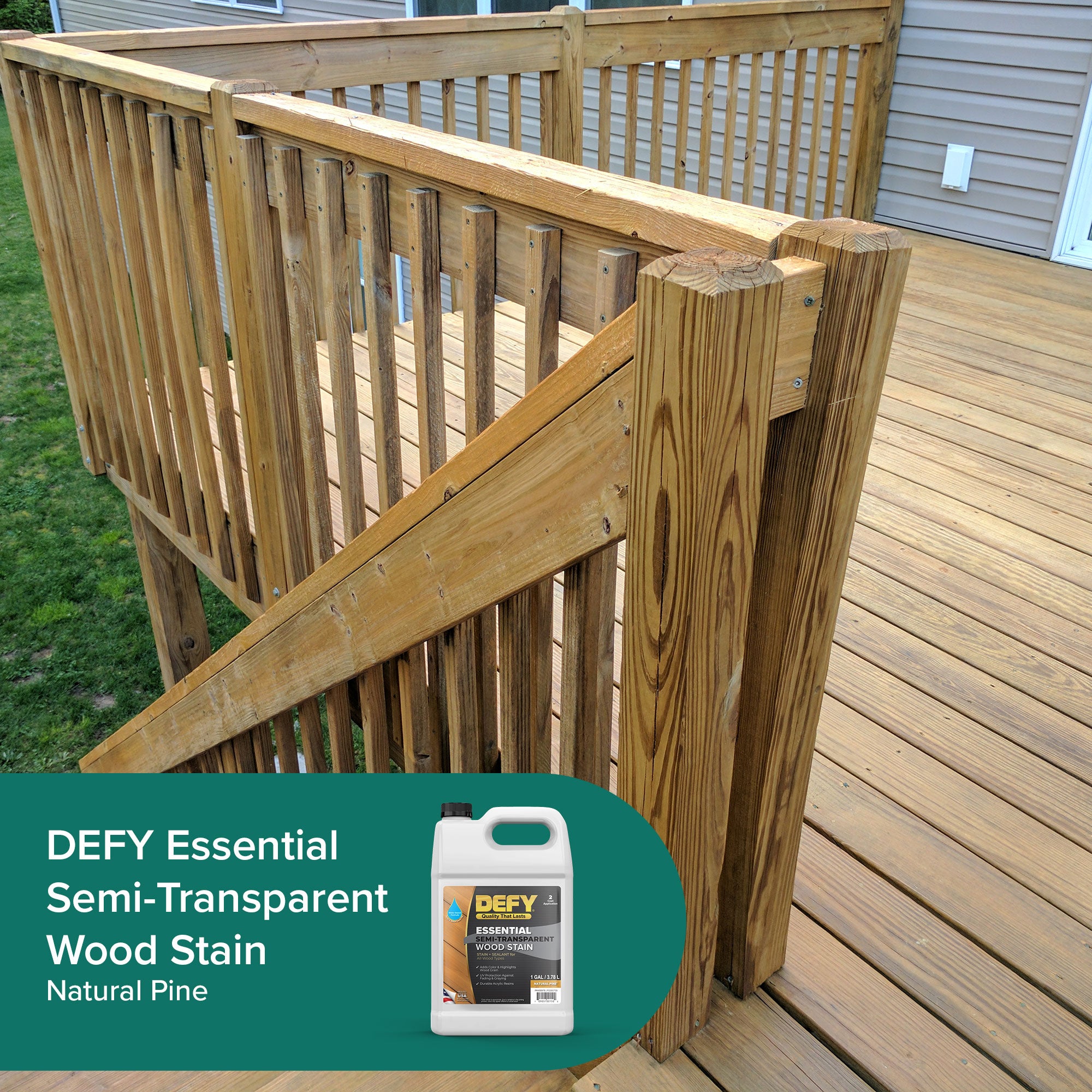 Defy Essential Semi-Transparent Wood Stain 1 Gallon / Cedar Tone